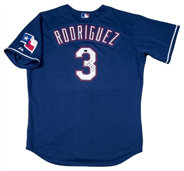 2003 Alex Rodriguez Game Used, Signed & Inscribed Texas Rangers Road Jersey (JSA)